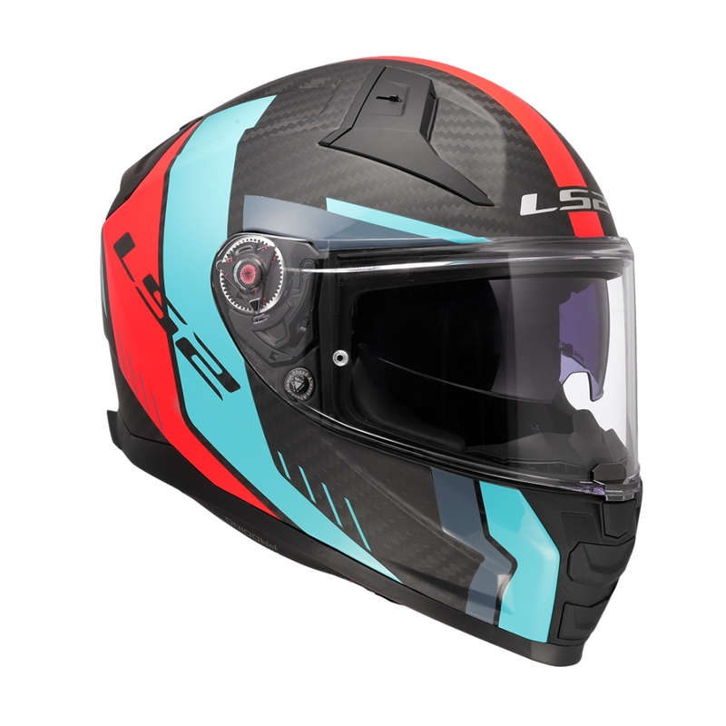 Kask motocyklowy integralny LS2 FF811 Vector II C Grid czerwono-turkusowy