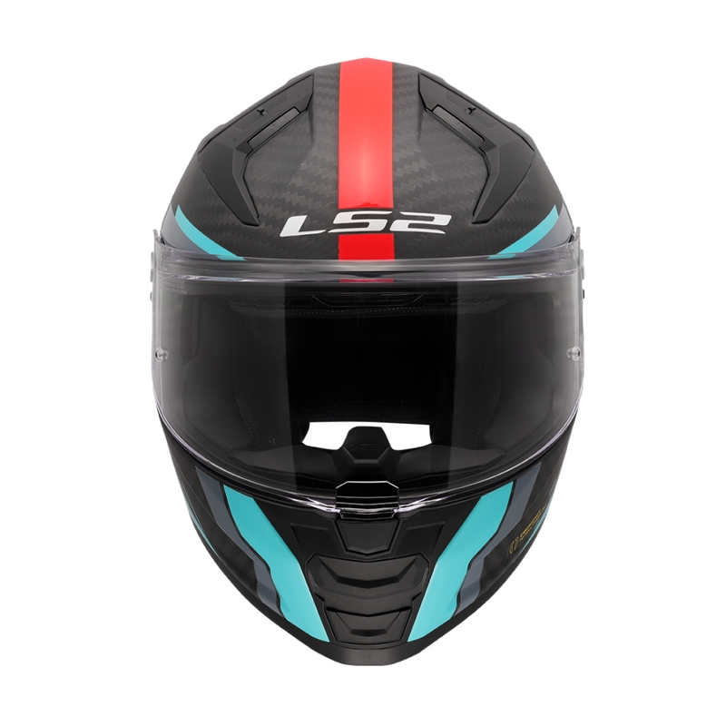 Kask motocyklowy integralny LS2 FF811 Vector II C Grid czerwono-turkusowy