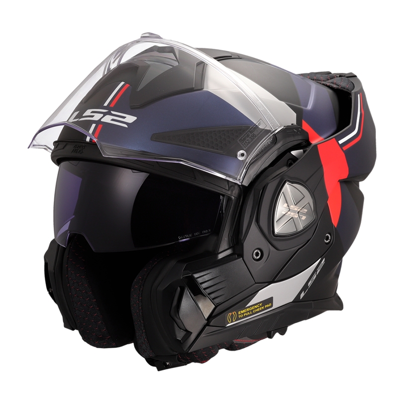 Kask motocyklowy typu flip-up LS2 FF901 Advant X Ultra niebiesko-czerwony