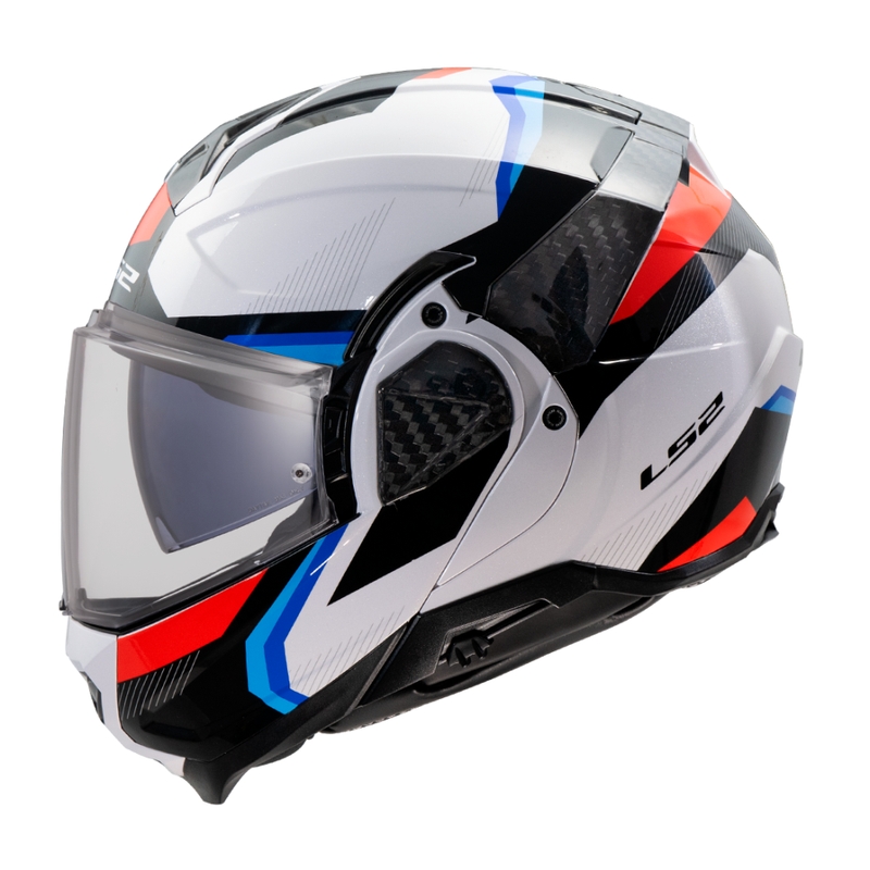 Kask motocyklowy typu flip-up LS2 FF910 Advant II Triple biało-niebiesko-czerwony
