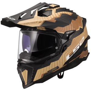 Kask motocyklowy enduro LS2 MX701 Explorer C Trick brązowo-piaskowy