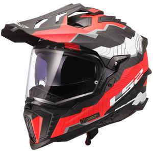 Kask motocyklowy enduro LS2 MX701 Explorer C Trick biało-czerwony