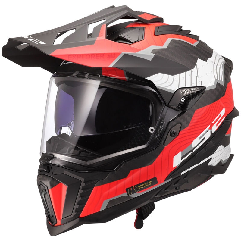 Kask motocyklowy enduro LS2 MX701 Explorer C Trick biało-czerwony