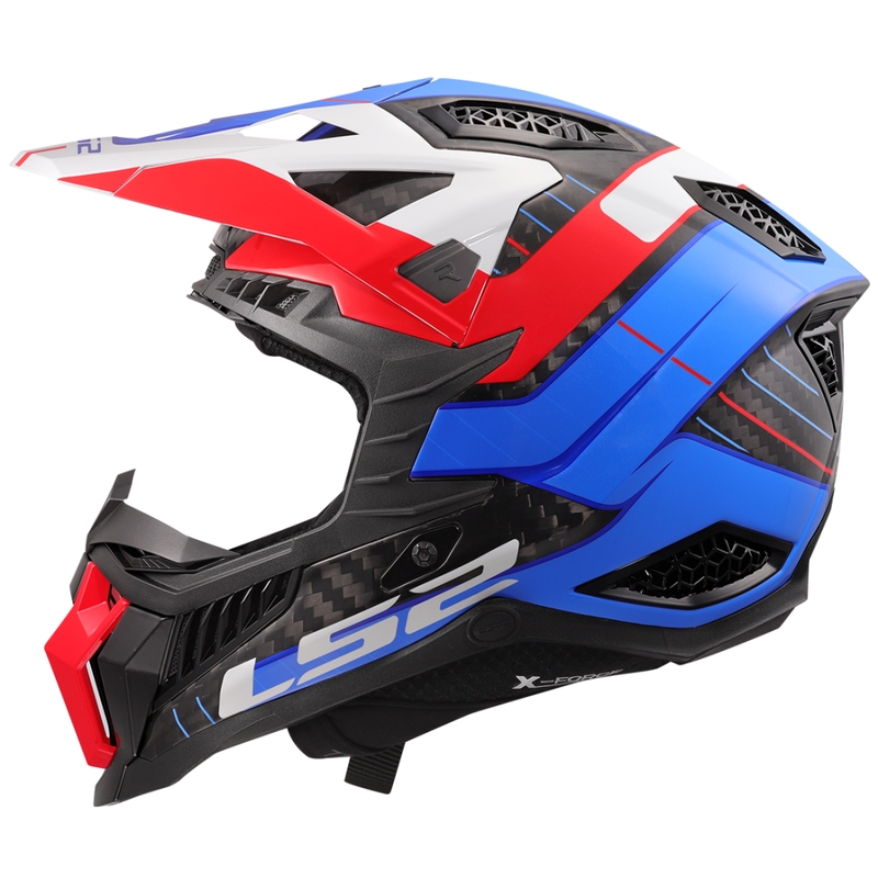 Kask motocrossowy LS2 MX703 X-Force Galuo biało-czerwono-niebieski