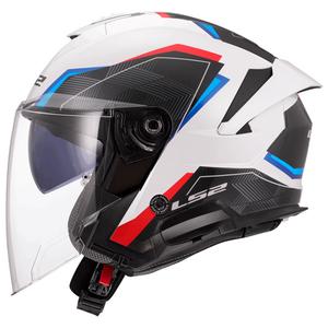 Kask motocyklowy otwarty LS2 OF618 Verso II Air biało-niebiesko-czerwony