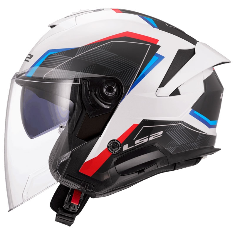 Kask motocyklowy otwarty LS2 OF618 Verso II Air biało-niebiesko-czerwony
