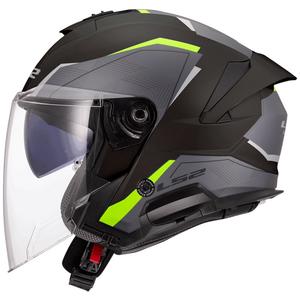 Kask motocyklowy otwarty LS2 OF618 Verso II Air czarno-fluo żółty