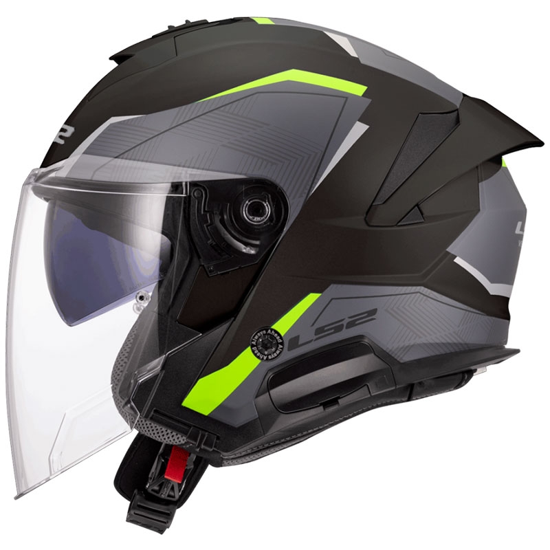 Kask motocyklowy otwarty LS2 OF618 Verso II Air czarno-fluo żółty