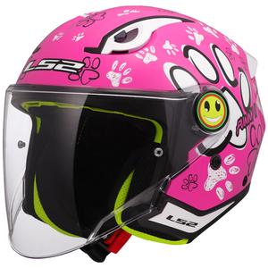 Kask motocyklowy otwarty dziecięcy LS2 OF622 Funny II Paws różowy