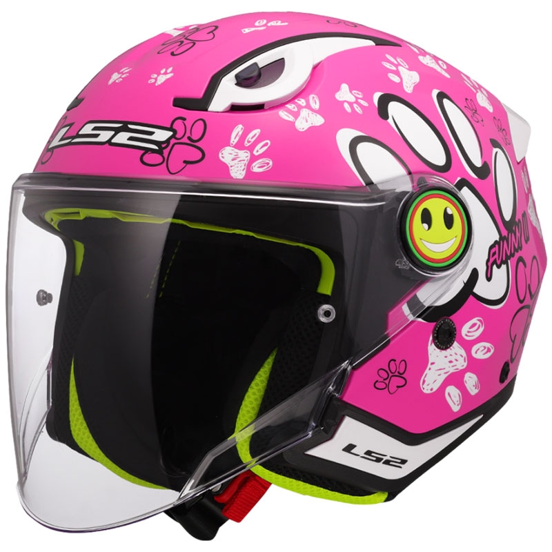Kask motocyklowy otwarty dziecięcy LS2 OF622 Funny II Paws różowy