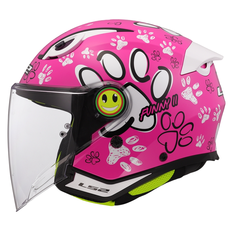 Kask motocyklowy otwarty dziecięcy LS2 OF622 Funny II Paws różowy