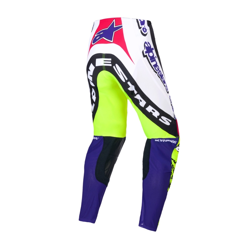 Spodnie motocrossowe Alpinestars Supertech edycja limitowana Dirt Studios biało-fioletowo-różowo-fluo-żółte