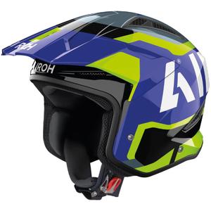 Kask motocyklowy do jazdy próbnej Airoh TRR 2 Jupiter niebiesko-żółty