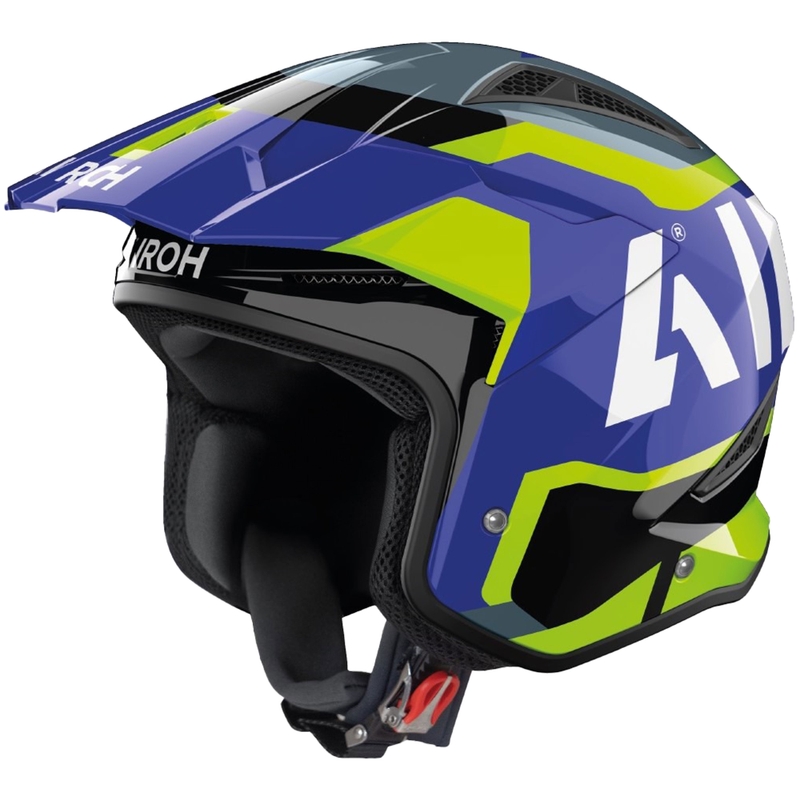 Kask motocyklowy do jazdy próbnej Airoh TRR 2 Jupiter niebiesko-żółty