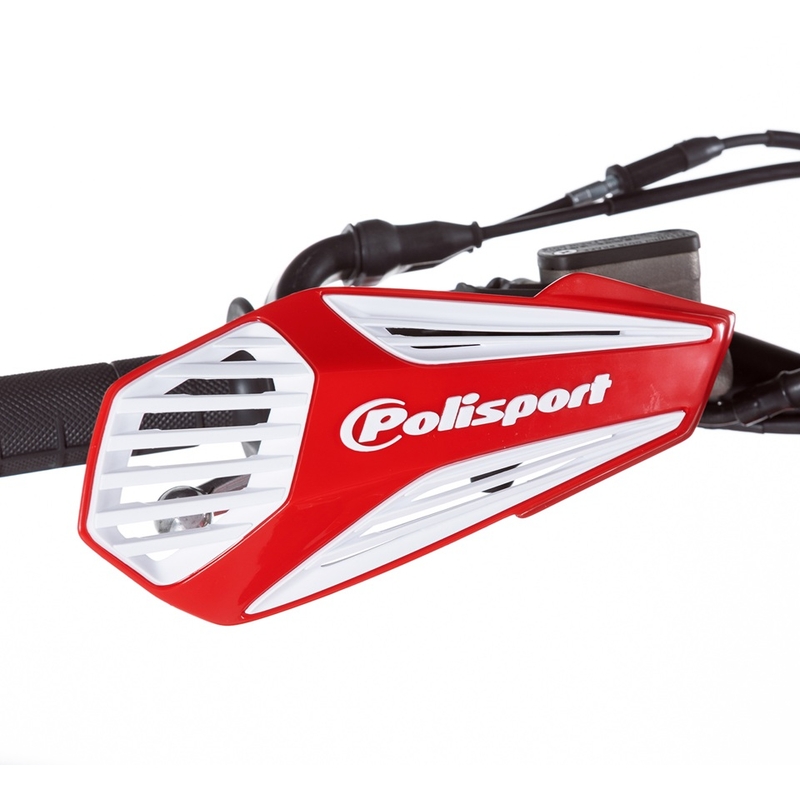 Handguard POLISPORT MX AIR with universal handlebar mounting kit Red CR04 / White