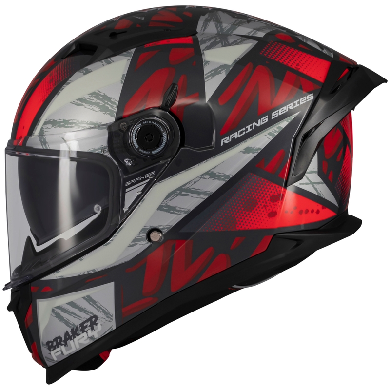 Kask motocyklowy integralny MT Braker SV Fury czarno-szaro-czerwony