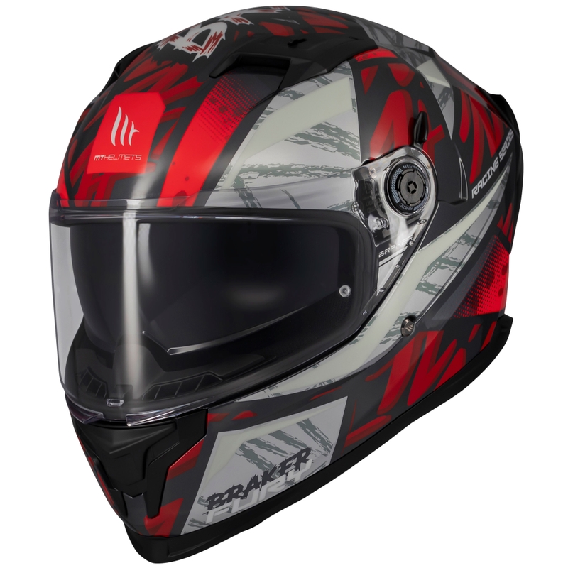 Kask motocyklowy integralny MT Braker SV Fury czarno-szaro-czerwony