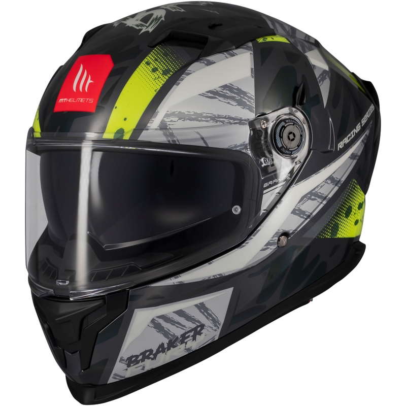 Kask motocyklowy integralny MT Braker SV Fury w kolorze szaro-fluo żółtym