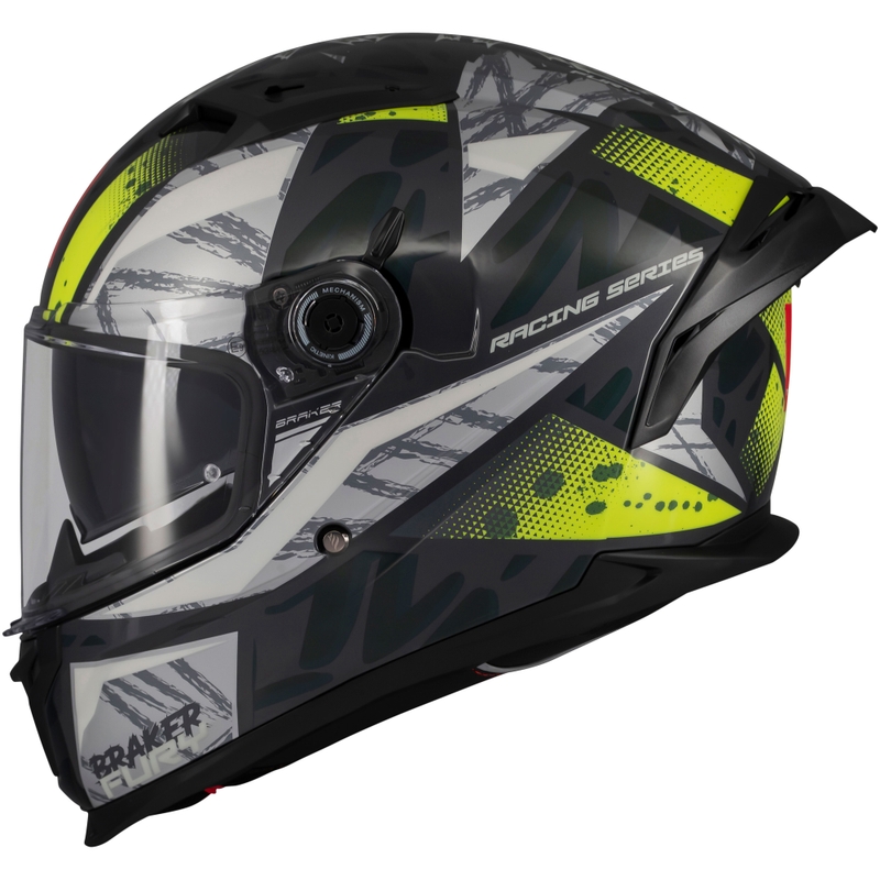 Kask motocyklowy integralny MT Braker SV Fury w kolorze szaro-fluo żółtym