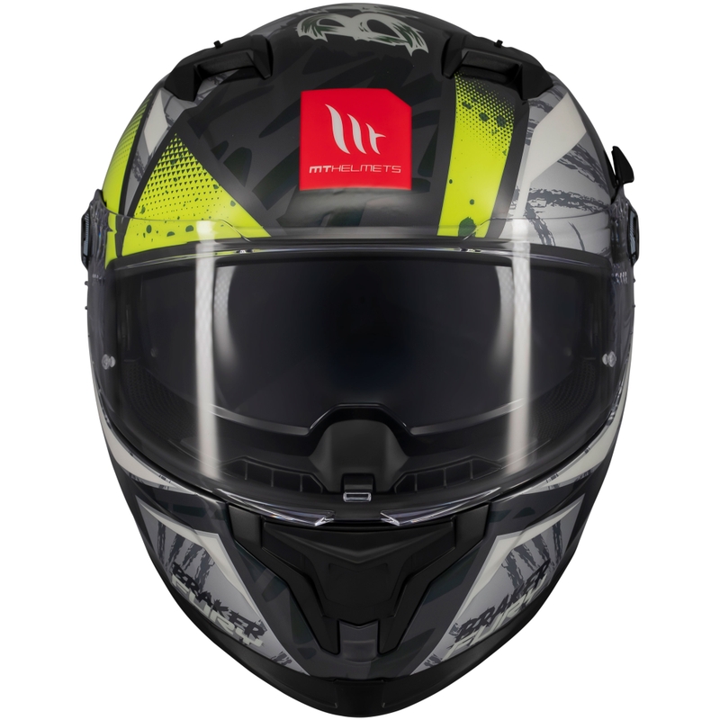 Kask motocyklowy integralny MT Braker SV Fury w kolorze szaro-fluo żółtym