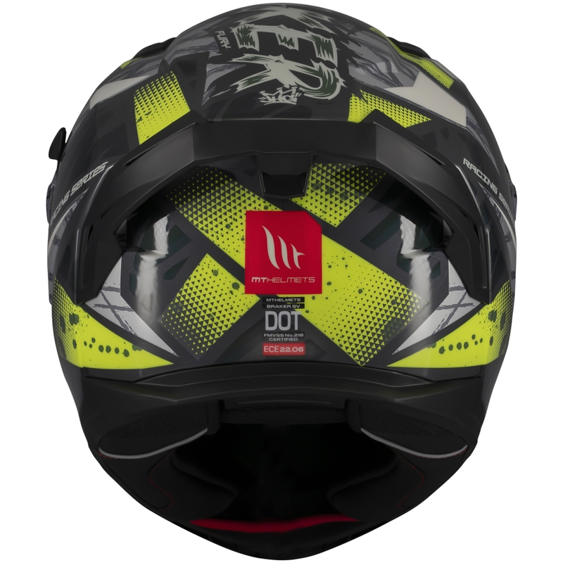Kask motocyklowy integralny MT Braker SV Fury w kolorze szaro-fluo żółtym