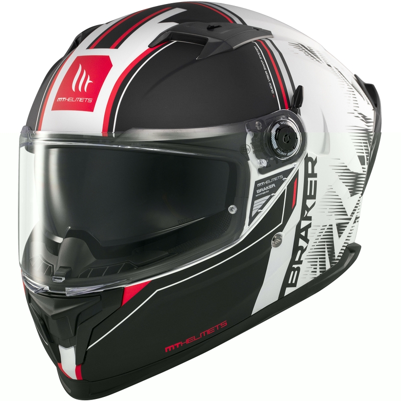 Zintegrowany kask motocyklowy MT Braker SV Charm matowo-czarno-biały