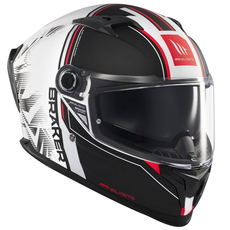 Zintegrowany kask motocyklowy MT Braker SV Charm matowo-czarno-biały