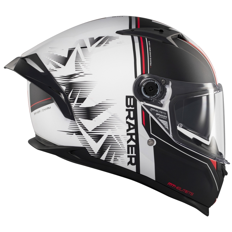 Zintegrowany kask motocyklowy MT Braker SV Charm matowo-czarno-biały