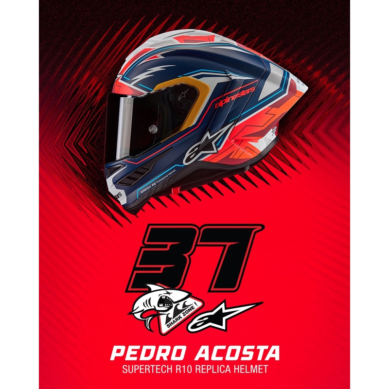 Alpinestars Supertech R-10 Limited Edition Pedro Acosta Kask motocyklowy Full Face Matte Blue-Red-White