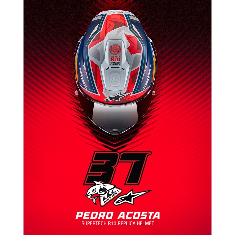 Alpinestars Supertech R-10 Limited Edition Pedro Acosta Kask motocyklowy Full Face Matte Blue-Red-White