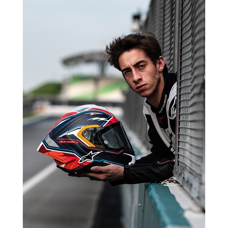Alpinestars Supertech R-10 Limited Edition Pedro Acosta Kask motocyklowy Full Face Matte Blue-Red-White