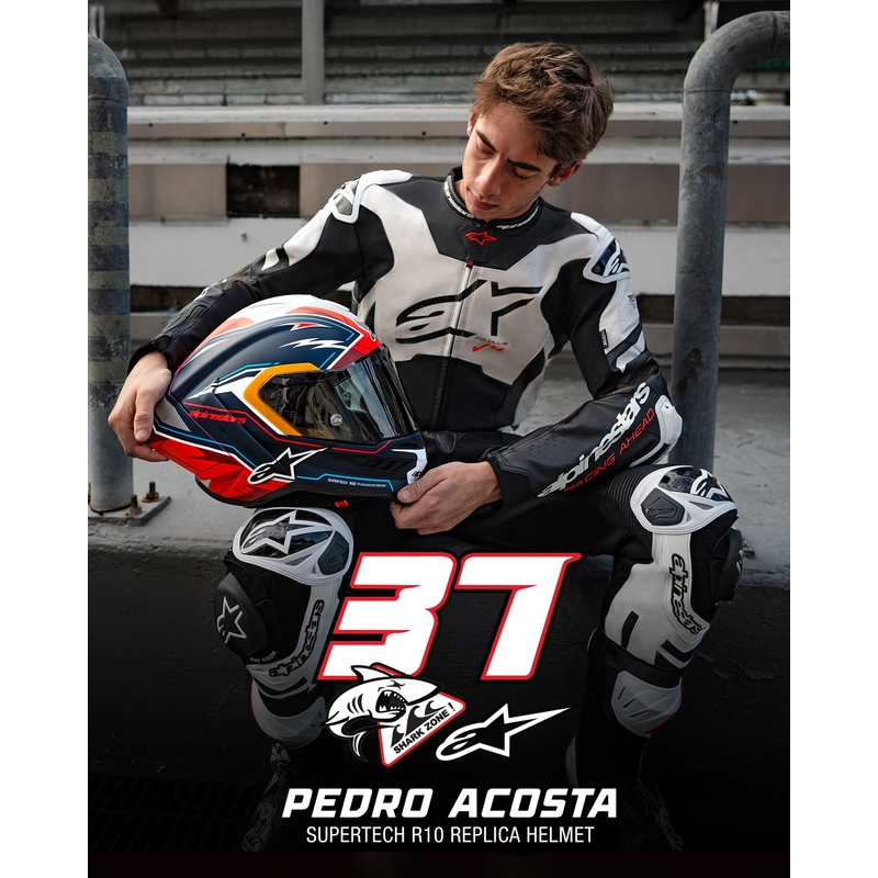Alpinestars Supertech R-10 Limited Edition Pedro Acosta Kask motocyklowy Full Face Matte Blue-Red-White