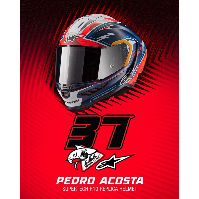 Alpinestars Supertech R-10 Limited Edition Pedro Acosta Kask motocyklowy Full Face Matte Blue-Red-White
