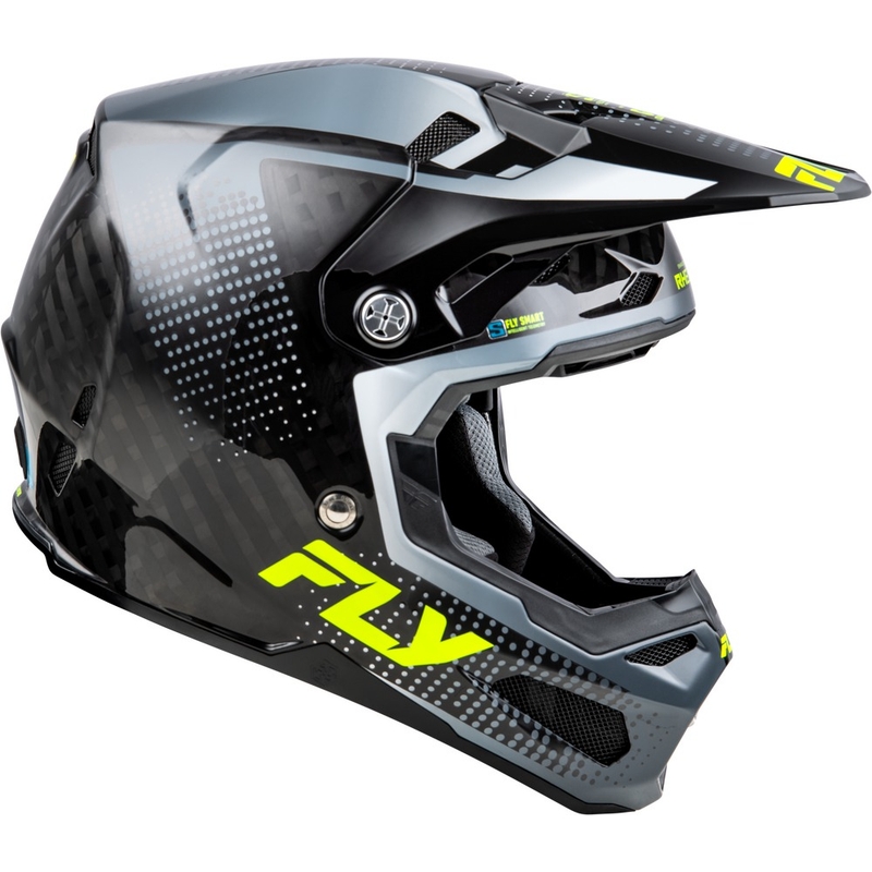 Kask motocrossowy FLY Racing Formula S Carbon Szaro-Fluo-Żółty