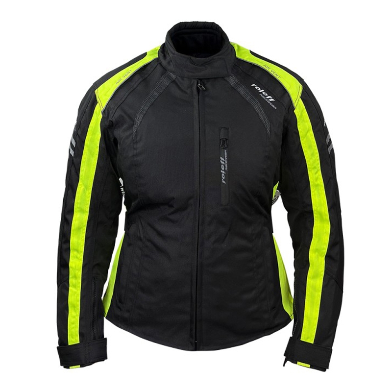 Kurtka motocyklowa damska Roleff Venedig czarno-fluo-żółta