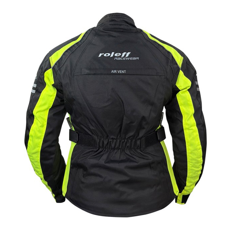 Kurtka motocyklowa damska Roleff Venedig czarno-fluo-żółta