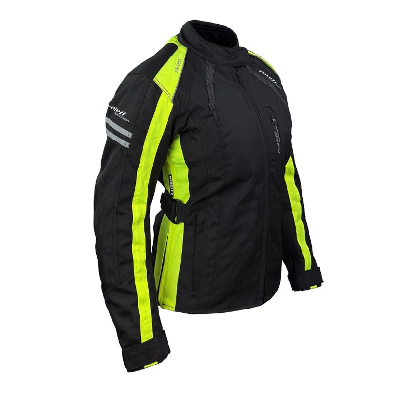 Kurtka motocyklowa damska Roleff Venedig czarno-fluo-żółta