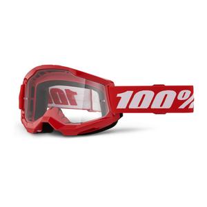 Dziecięce gogle motocrossowe 100% Strata 2 red (clear plexi)