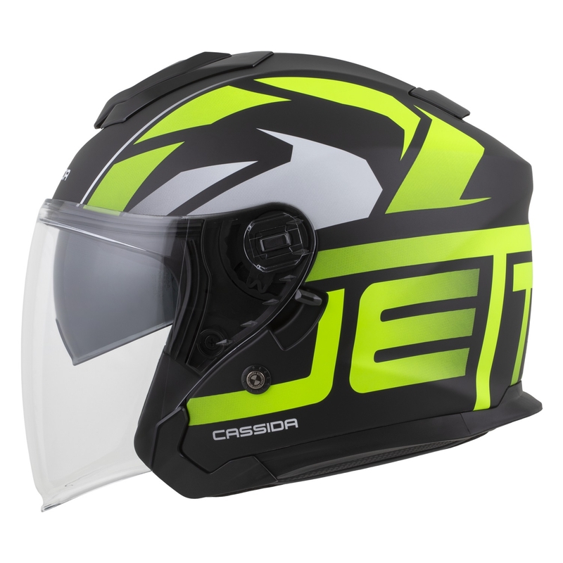 Cassida Jet Tech 2.0 RoTo Kask motocyklowy otwarty Matowy czarny-fluo żółty-biały