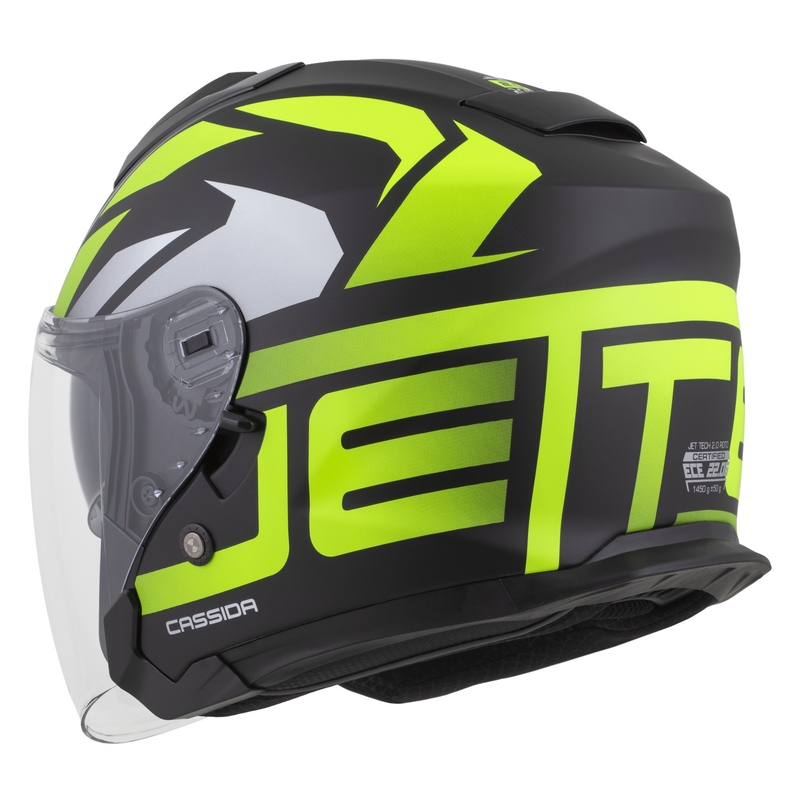 Cassida Jet Tech 2.0 RoTo Kask motocyklowy otwarty Matowy czarny-fluo żółty-biały