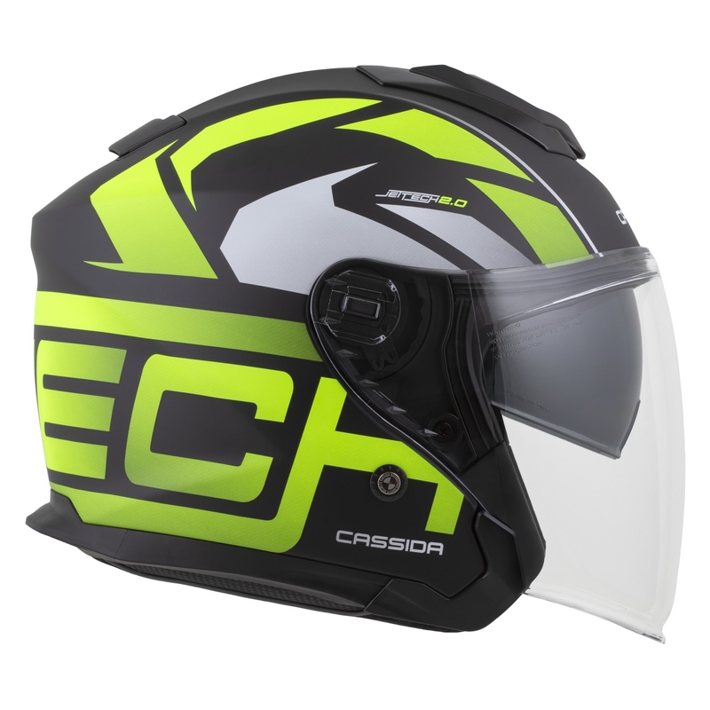 Cassida Jet Tech 2.0 RoTo Kask motocyklowy otwarty Matowy czarny-fluo żółty-biały