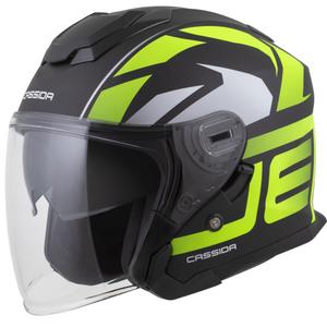 Cassida Jet Tech 2.0 RoTo Kask motocyklowy otwarty Matowy czarny-fluo żółty-biały
