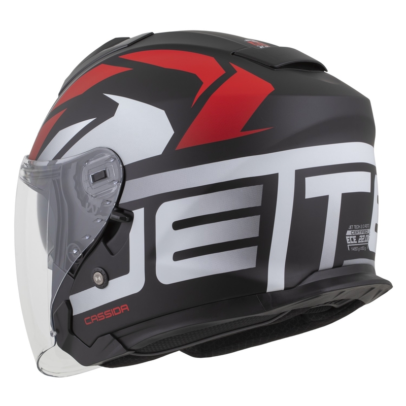 Cassida Jet Tech 2.0 RoTo Kask motocyklowy otwarty matowy czarno-czerwono-biały