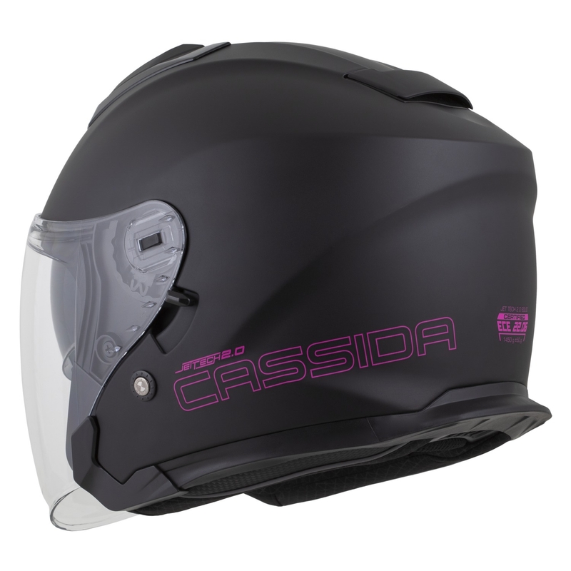 Cassida Jet Tech 2.0 Solid Open Face Kask motocyklowy Matowy Czarno-Różowy