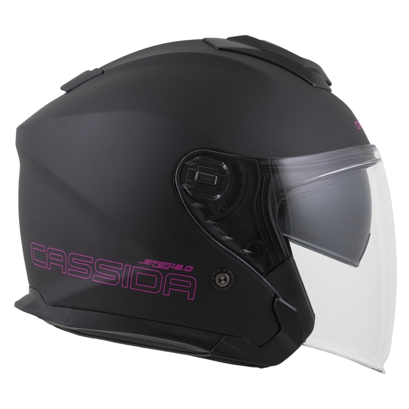Cassida Jet Tech 2.0 Solid Open Face Kask motocyklowy Matowy Czarno-Różowy