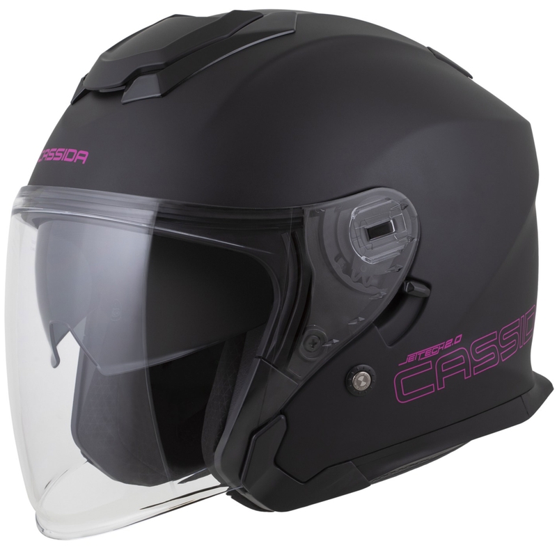 Cassida Jet Tech 2.0 Solid Open Face Kask motocyklowy Matowy Czarno-Różowy