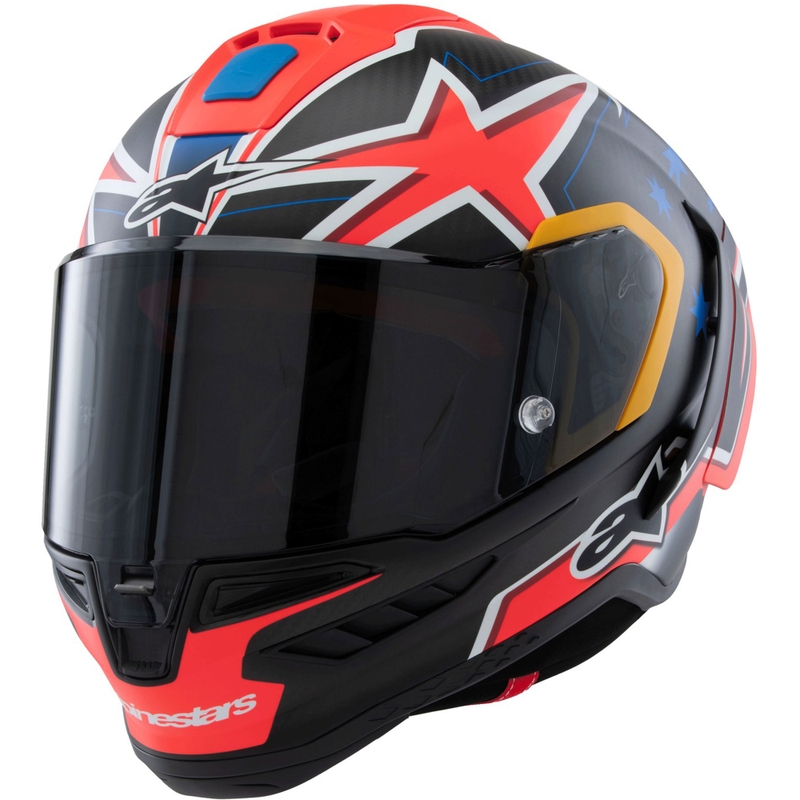 Kask motocyklowy Alpinestars Supertech R10 Limited Edition Jack Miller Full Face Matte Carbon Czerwony-Niebieski-Żółty-Biały