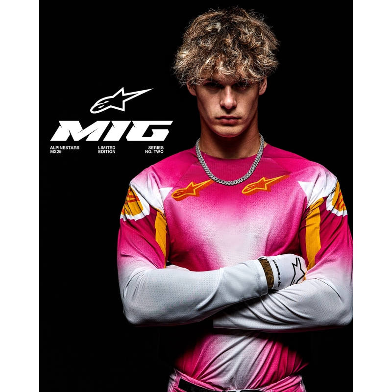 Koszulka motocrossowa Alpinestars Supertech SX AFD Limited Edition MIG Fluo Pink-White-Orange