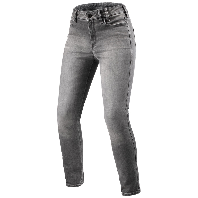 Revit Shelby 3 Skinny Short damskie jeansy motocyklowe sprane szare