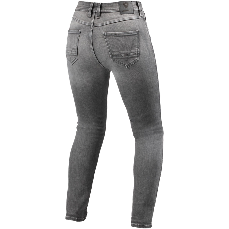 Revit Shelby 3 Skinny Short damskie jeansy motocyklowe sprane szare